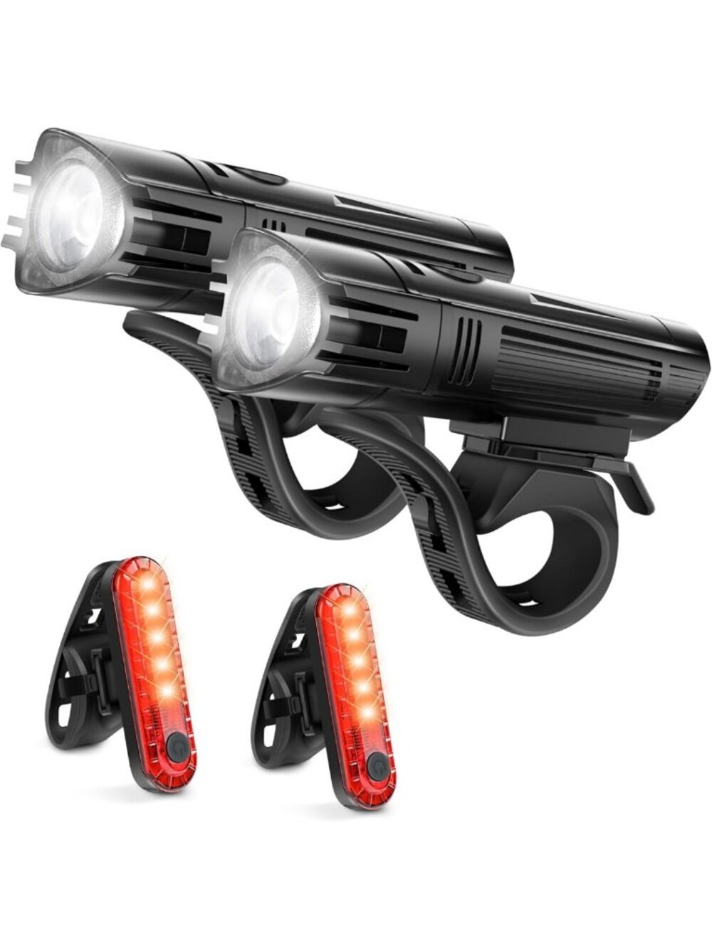 Ultra Bright USB Rechargeable Bike Light Set - Front Headlight & Taillight, 4